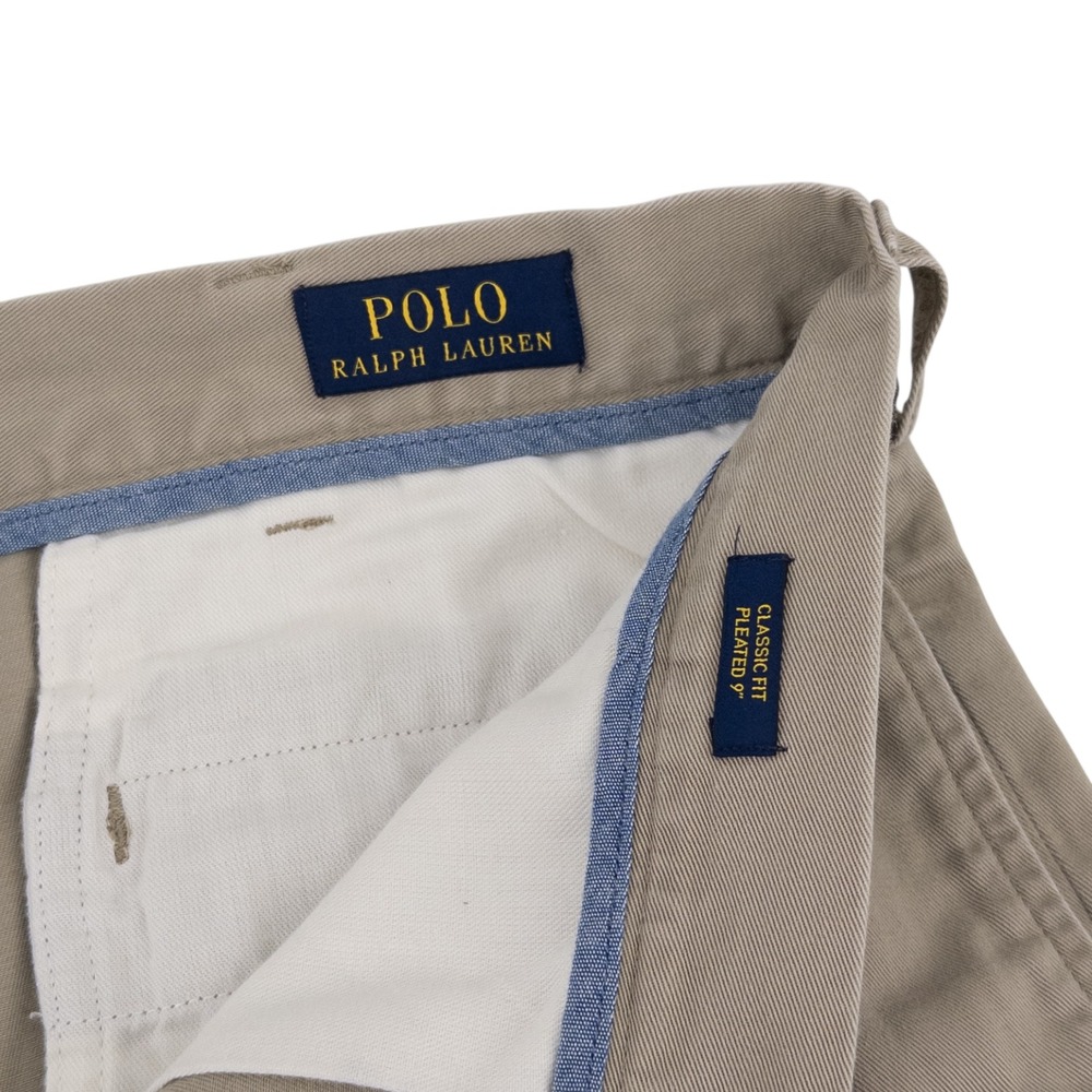 Polo Ralph Lauren Mens 40 Classic Fit Pleated 9" Beige Chino Shorts Preppy Khaki - Picture 3 of 7